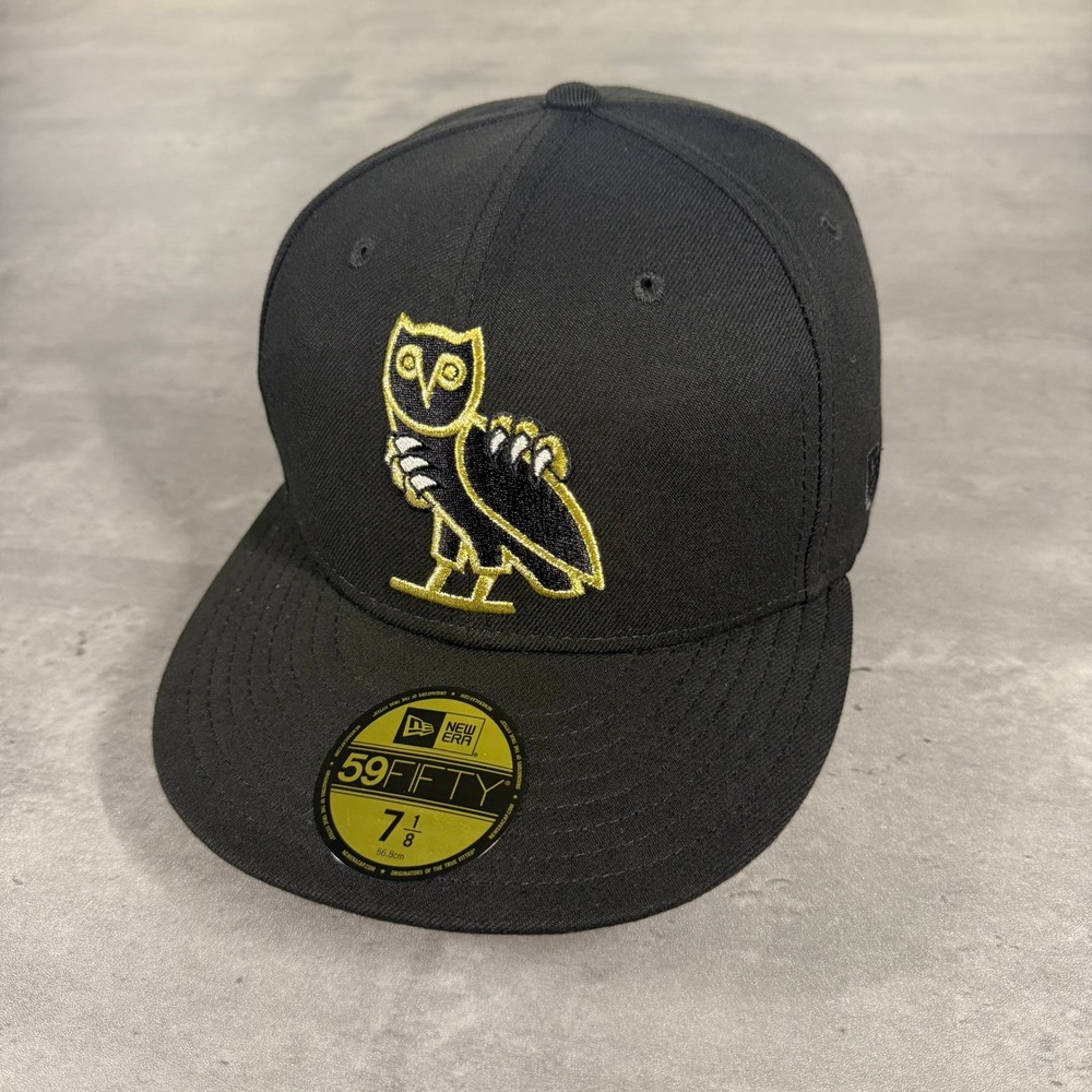 New Era x OVO Toronto Raptors Hat 7 1/8 Fitted‎ Cap Black Gold Rap HipHop RARE